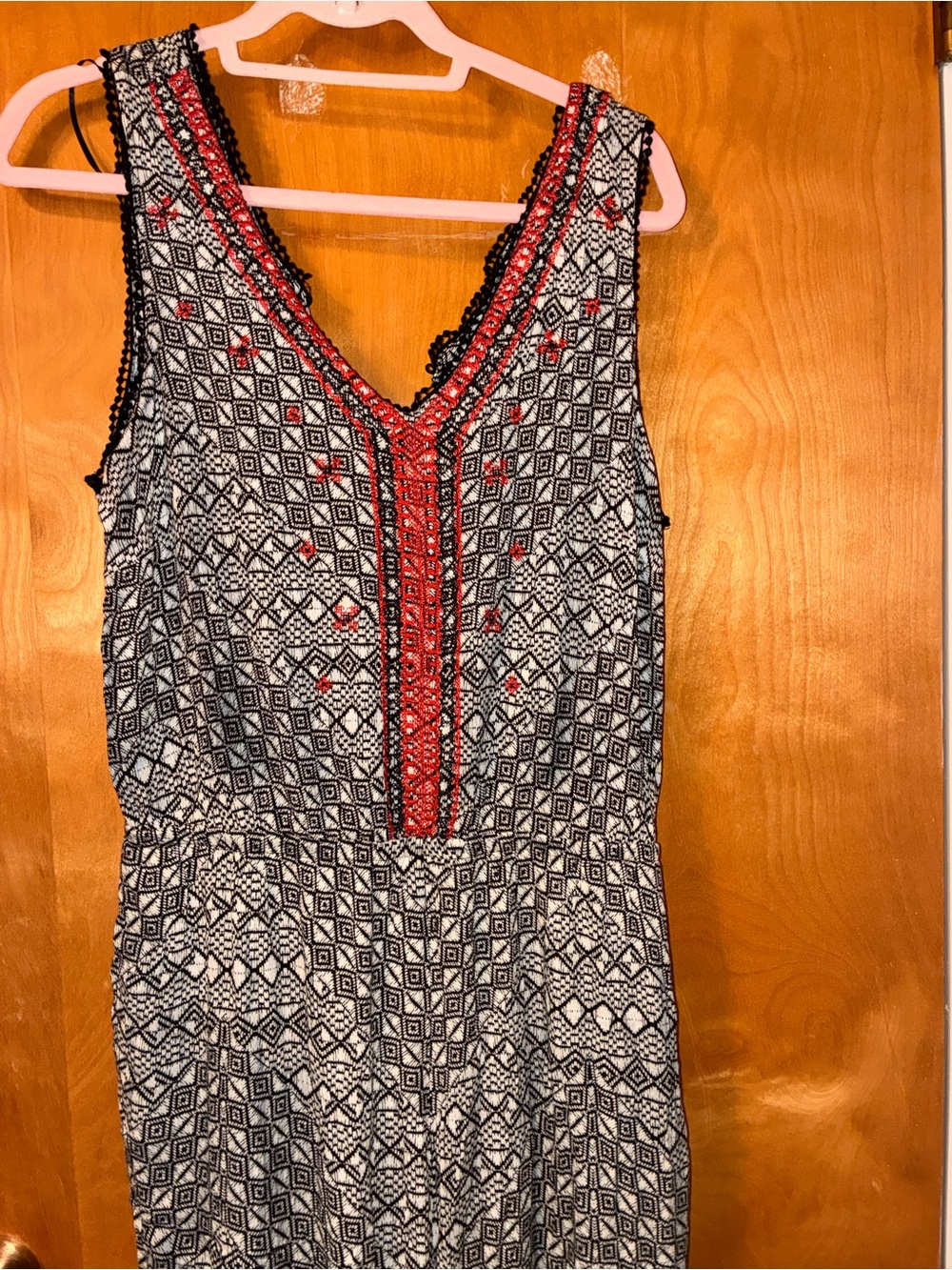 Womens Black & White Patterned Wide-Leg Jumpsuit L